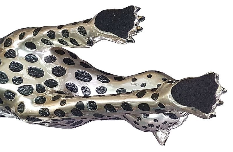 Running Silver & Black Plated Cheetah Sculpture