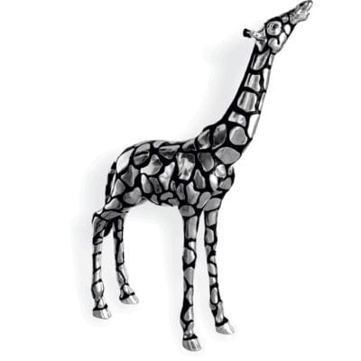 Silver & Black Plated Giraffe Head Up Sculpture