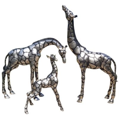 Silver-Plated Giraffe Family