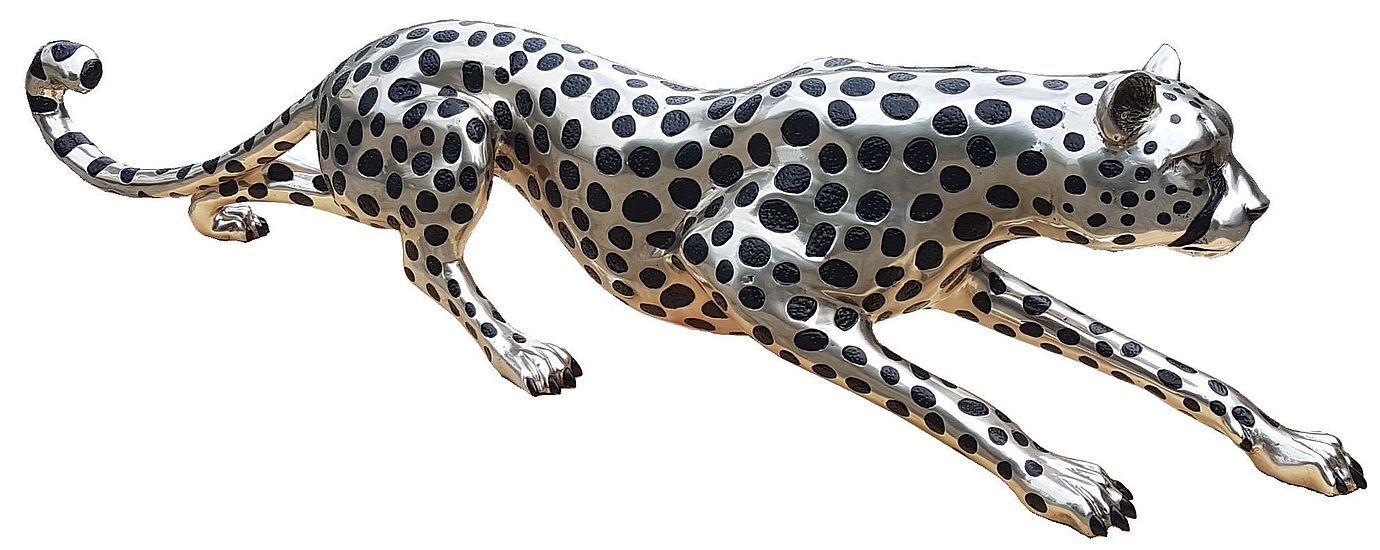 Stalking Silver & Black Plated Cheetah Sculpture