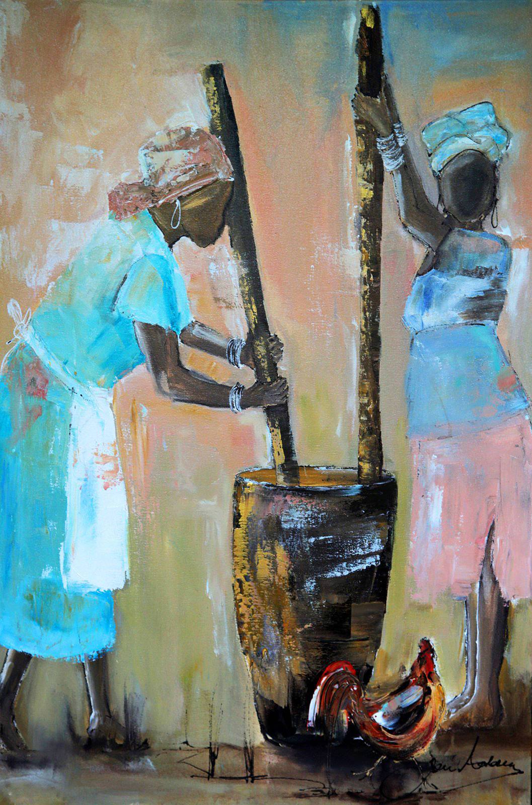 South African Original Art by Jen Adam - Maize Crushing - Fine Art Portfolio