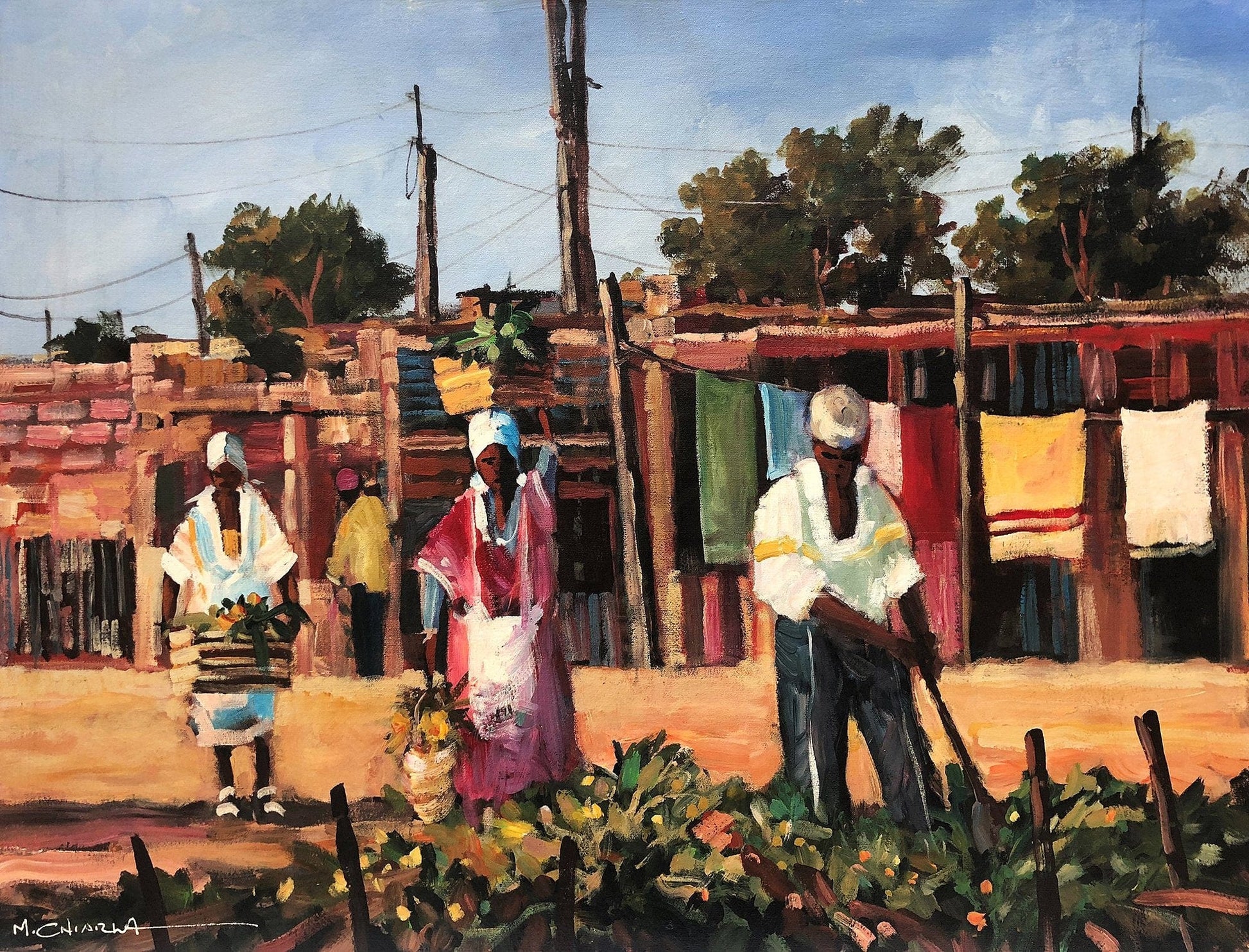 South African Original Art by Mauro Chiarla - Township Scene - Fine Art Portfolio