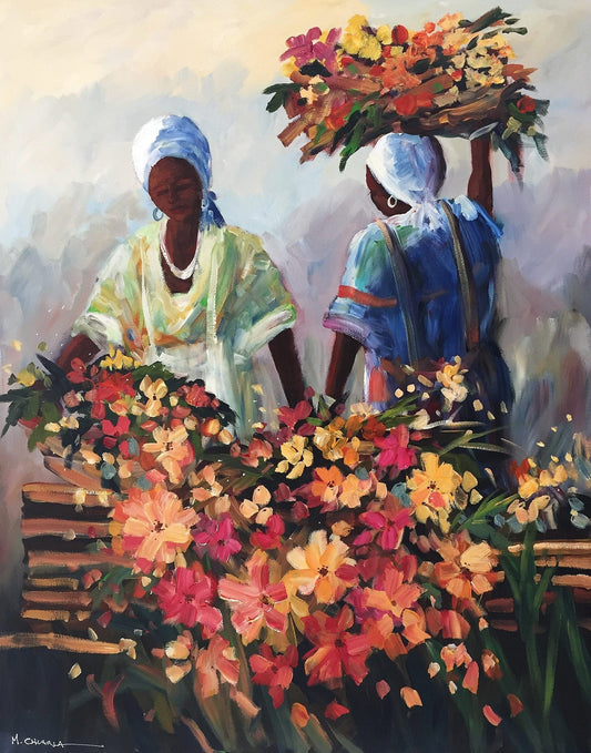 South African Original Art by Mauro Chiarla - Fresh Flower Sellers - Fine Art Portfolio