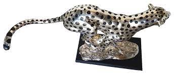 Running Silver-Plated Cheetah Sculpture