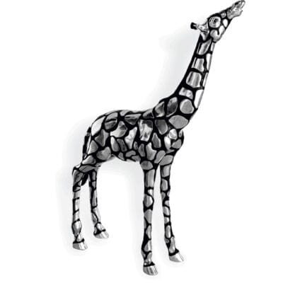 Silver-Plated Giraffe Head Up Sculpture