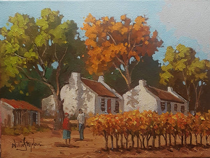 South African Original Art by Willie Strydom - Cape Wine Farm Painting - Fine Art Portfolio