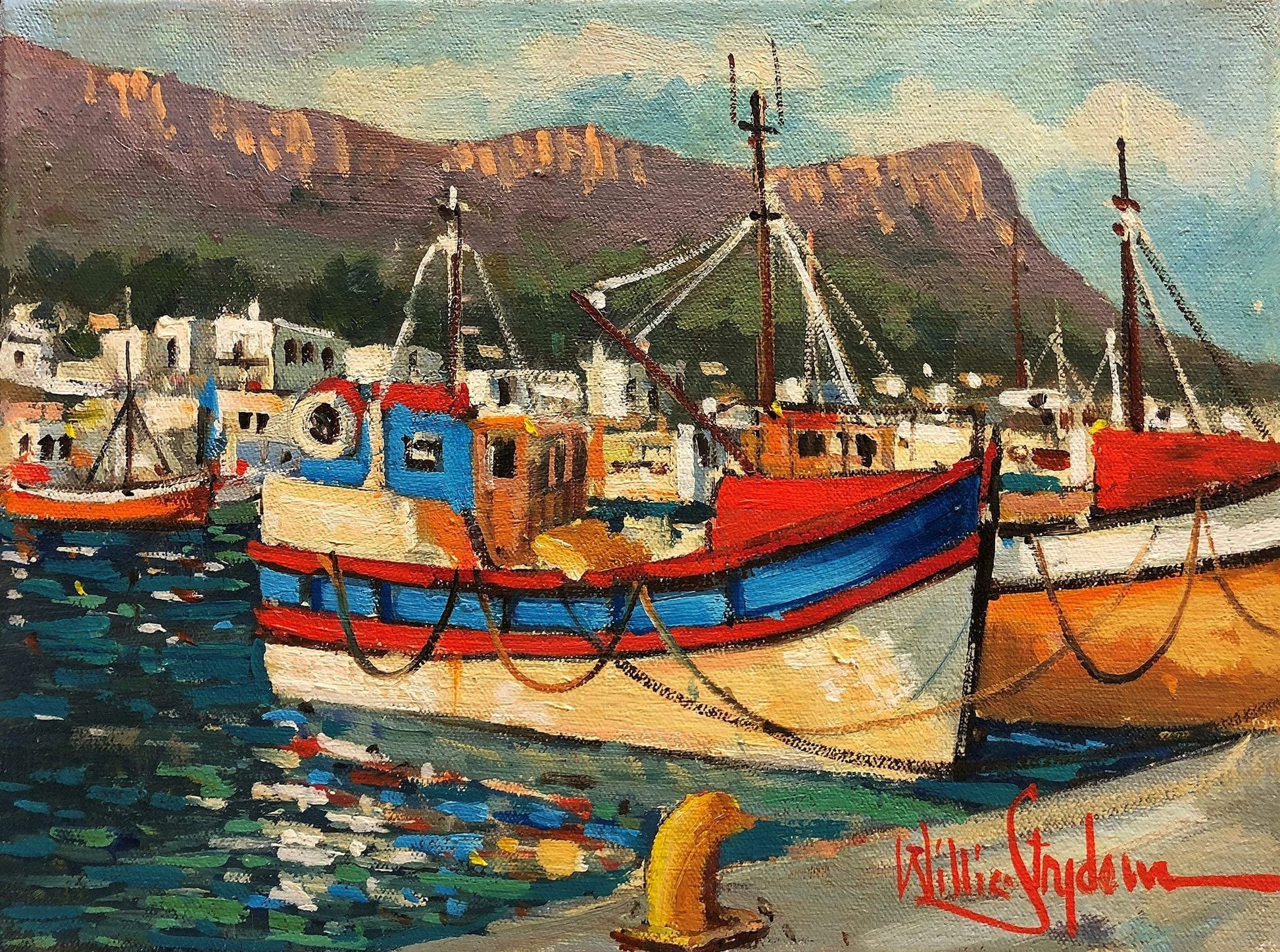 South African Original Art by Willie Strydom - Boat Scene - Fine Art Portfolio